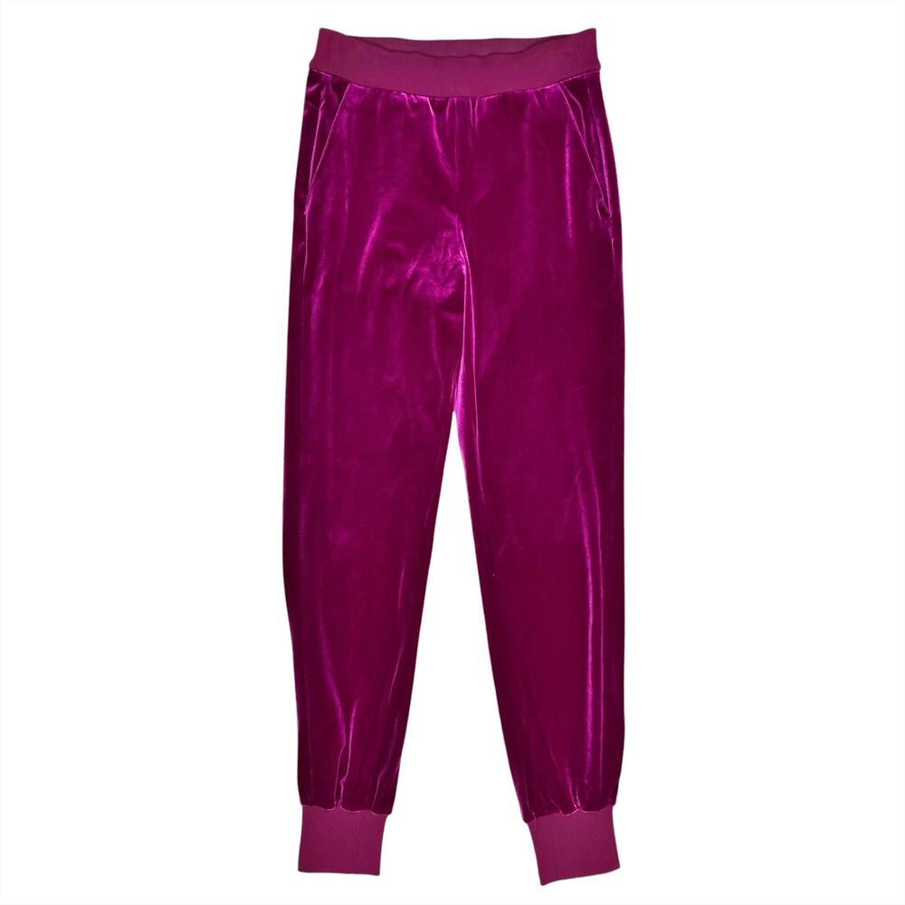TIBI Stretch Velvet Knit Refined Clean Jogger in Jewel Tone Fuchsia Size XXS